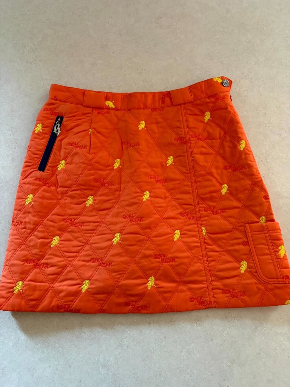 Golf Wear Women's Quilted Golf Skirt Orange Size W28 L16 Skort
